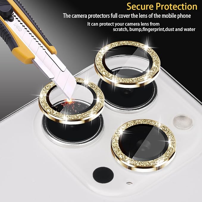 Camera Lens Protector for iPhone 16 Pro/16 Pro Max, Glitter Gold | Tempered Glass, Auto-align Tray, Easy Installation, Case Friendly, Anti-Scratch, HD Clear, Ultra Slim - Image 2