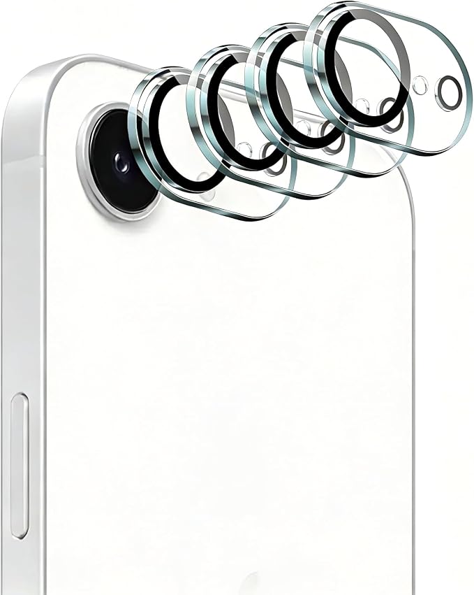 4-Pack Camera Lens Protector for iPhone 17e/16e, 9H Tempered Glass Camera Cover Screen Protector Accessories, HD Clarity, Anti-scratch, Case Friendly, Shockproof Full Protective by ScreenProtectorCase