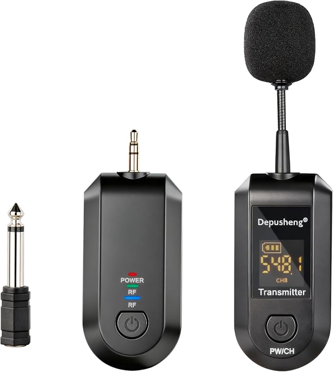 Depusheng 2.4G Wireless Microphone Headset,Lavalier and Handheld Mic 160ft Range,with 1/8''&1/4'' Plug for PA System,Voice Amplifier (One lavalier Microphone) by Depusheng
