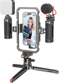 SmallRig Universal Phone Video Rig Kit for iPhone, Smartphone and Cameras, Phone Stabilizer Rig w/Tripod Microphone LED Light Side Handle Power Bank Holderm, for Vlogging & Live Streaming by SmallRig