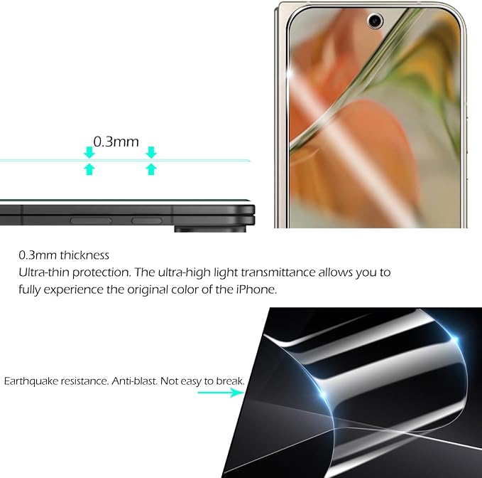 Screen Protector for Google Pixel 9 Pro Fold, [2+2 Pack] Tempered Glass for Pixel 9 Pro Fold & Camera Lens Protectors[Ultrasonic Fingerprint Unlock] [Case Friendly] [Bubble-Free] 6.3 Inches - Image 4