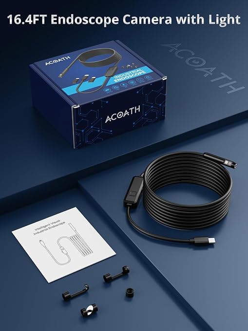 Endoscope Camera with Light, Dual-Lens 1920P HD Borescope with 8 Adjustable LED Lights, IP67 Waterproof Boroscope Inspection Tools, 16.4ft Semi-Rigid Snake Camera for iOS & Android - Image 8