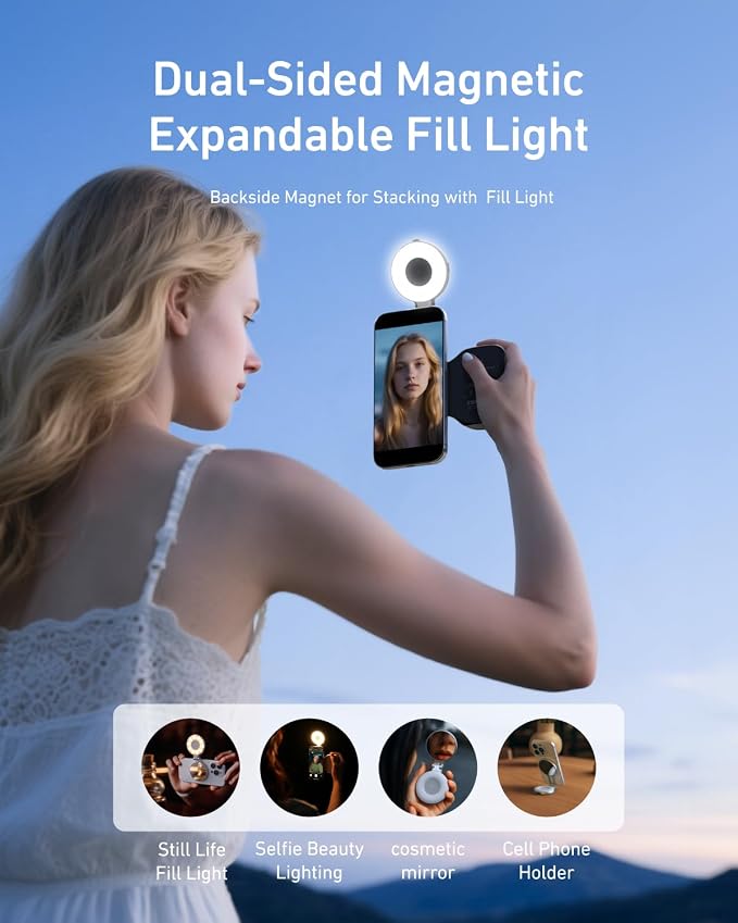 TELESIN Fun Shot Magnetic Phone Camera Grip & 360° RGB Selfie Light Kit | Phone Selfie Grip Creator Kit for iPhone Magsafe & Android Selfies/Photography/TikTok/Zoom Calls/Video(B) - Image 5