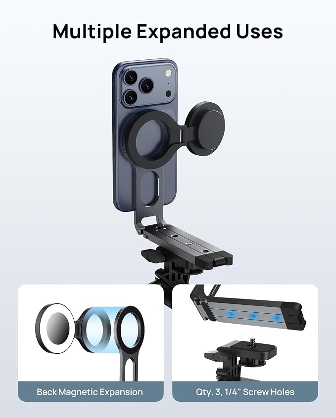 Magnetic Phone Tripod Stand for iPhone - Strong Magnet Foldable Cell Phone Stand for Vlog, Gym, Travel Essentials, Mini Tripod Phone Stand Compatible with iPhone 17 16 15 14 13 12 Series - Image 3
