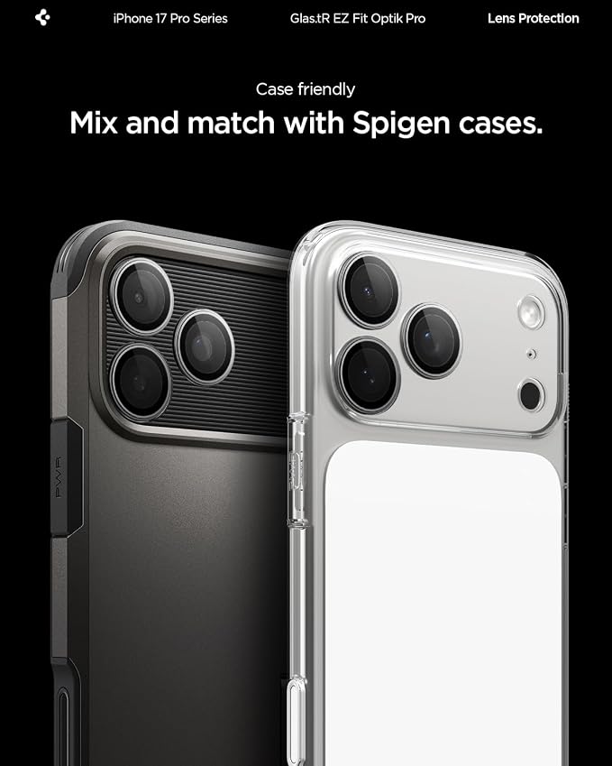 Spigen Camera Lens Protector for iPhone 17 Pro Max / 17 Pro - Gray | GlasTR EZ Fit Optik Pro, 9H+ Tempered glass, Scratch resistant, Auto-align tray, Original photo quality, Case-friendly, 2Pack - Image 7