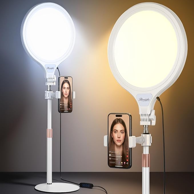10in Desktop Ring Light with Stand for Phone | 10-Level Dimmable USB Computer Lighting for Zoom Meetings, Streaming, Podcasting, and Home Office by Unknown