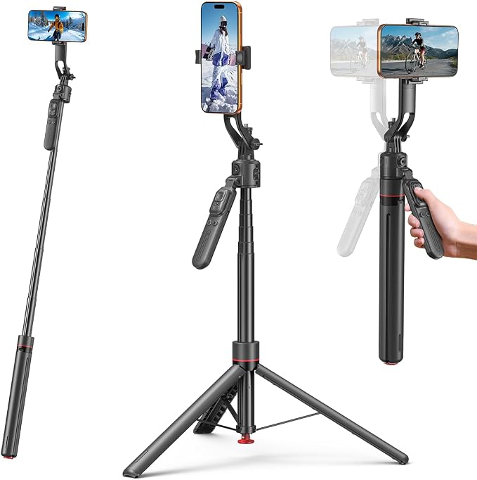 69.3" Auto Face Tracking Selfie Stick Tripod, 360° Rotation Auto-Open Phone Tripod Stand with Rechargeable Remote,for TikTok/Vlog/Live Stream,Compatible with iPhone/Android/Camera/GoPro by XOSimpleisBeauty
