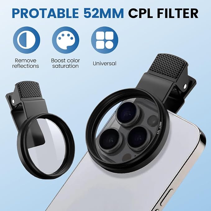 52mm Clip on CPL Phone Camera Lens Filter Kit, 2026 New Phone Filter, Portable Adjustable Polarizing Lens for Smartphone (2 Kit) - Image 2