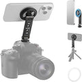 NEEWER Magnetic Phone Tripod Mount Compatible with MagSafe iPhone Samsung, Metal Adjustable Rotatable Cellphone Holder Adapter w/Cold Shoe for Tripod Mounting Camera Monitoring Video Recording, DS031 by Neewer