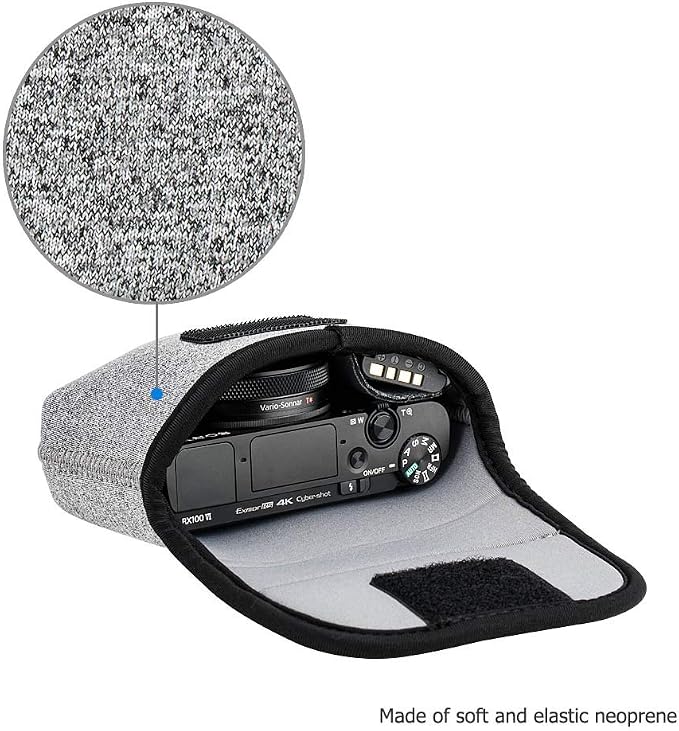 JJC Compact Camera Case Pouch for Sony DSC-W830 W810 W800 Canon SX620, Grey | for Sony RX100 VII VI VA IV Kodak Ektar H35N Pixpro FZ45 Canon SX610 SX720 ELPH 190 ELPH 180 & More, Neoprene Material - Image 3