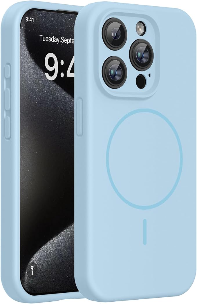 Miracase Magnetic for iPhone 15 Pro Case, Silicone, Soft Microfiber Lining by Miracase