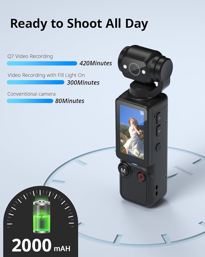 Vlogging Camera, Mini Camcorder, Portable Handheld Video Camera | Mini camcorder with 180° rotating lens, 7-hour battery, 32GB card, one-button recording for travel and daily moments - Image 5