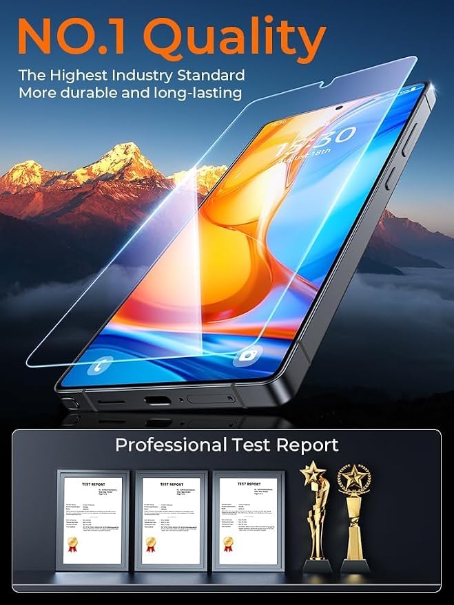 MRGLAS 2 Packs for Samsung Galaxy S25 Edge Screen Protector 6.7'' | With 2 Packs Camera Lens Protector [Auto-Dust Removal] [100% Fingerprint Unlock] HD 9H Tempered Glass 10X Military Protection - Image 7