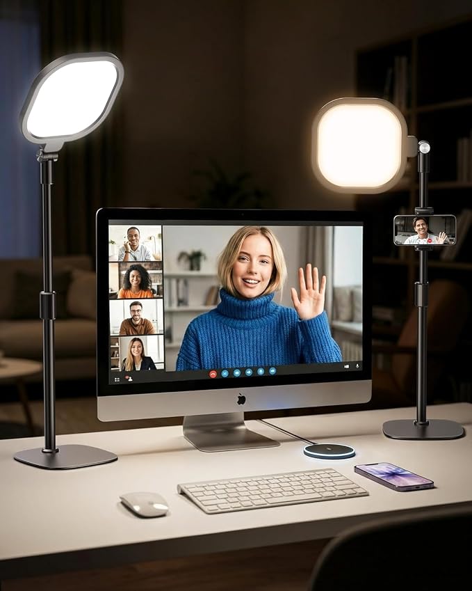 Video Conference Lighting for Zoom with Stand, 30 Modes, CRI>98 | Edge-lit Eye-care Full-screen Ring light, Dimmable with 360° Stand, Memory Func for Zoom, Video Calls, Live Streams, Webcam - Image 9