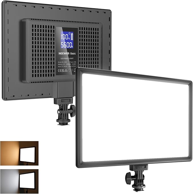 NEEWER Basics 13" LED Video Light Panel, 20W Ultra Thin Bi Color, NL-192B | Dimmable DSLR Camera Soft Key Lighting for Streaming, Photo Studio Photography, Podcast Recording, 8000mAh, 3200-5600K CRI97+ by Neewer