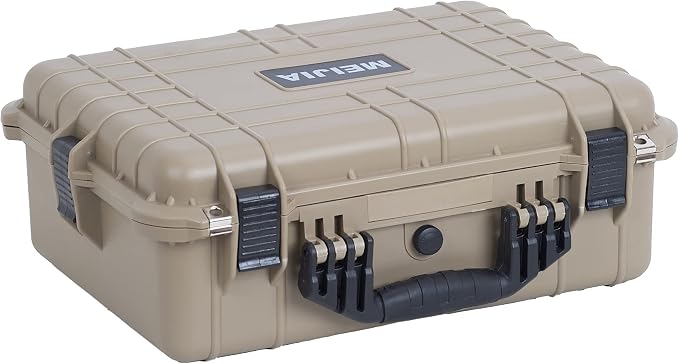MEIJIA All Weather IP67 Waterproof Hard Camera Case,Hard Protective Case,Hard Case with Customizable Foam,Fit Use of Drones,Camera,Equipments,Pistols(Desert Tan,19.78x15.77x7.41inches) by MEIJIA