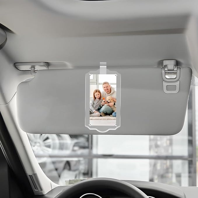 2Pcs Car Hanging Photo Holder, Universal Magnetic Car Picture Frame Rear View Mirror Accessories Personalized Transparent Acrylic Ornaments Decor for Dads Gift - Image 4