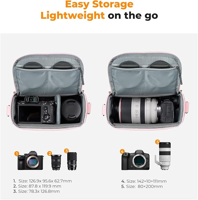 K&F CONCEPT Camera Sling Bag Small Crossbody Case | For DSLR/SLR Camera, Cute & Compact, Shoulder Photography Bags, Compatible for Canon/Nikon/Sony, BS09 - Image 2