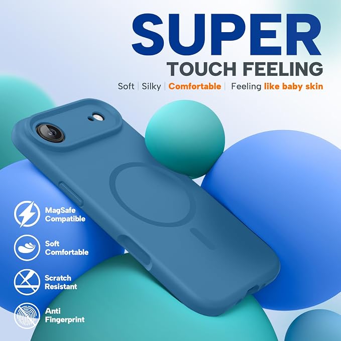 Miracase Magnetic for iPhone Air Case, Silicone, Capri Blue | Compatible with MagSafe, Soft Microfiber Lining,Silicone Shockproof Drop Protection Phone Case for 17 Air - Image 6