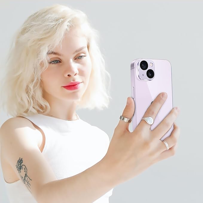 Camera Lens Protector for iPhone 14 /iPhone 14 Plus Metal Camera Cover Film, 9H Tempered Glass, Anti-Scratch, Case Friendly - Purple - Image 7