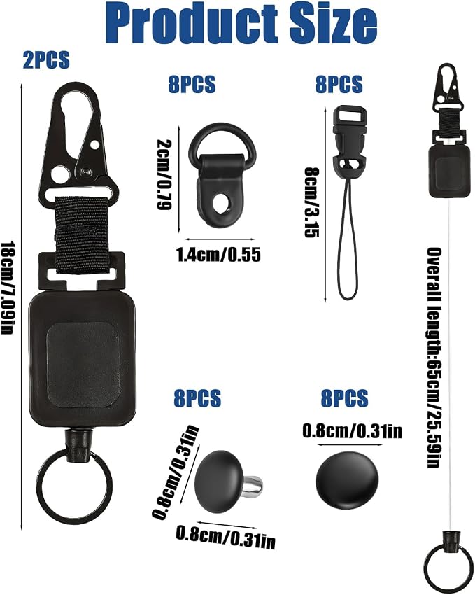 2 Pcs CB Mic Holder Retractable, Heavy Duty Retractable Mic Holder with 32" Stainless Steel Cord, Woven Lanyard and D-Ring Mount - Image 2