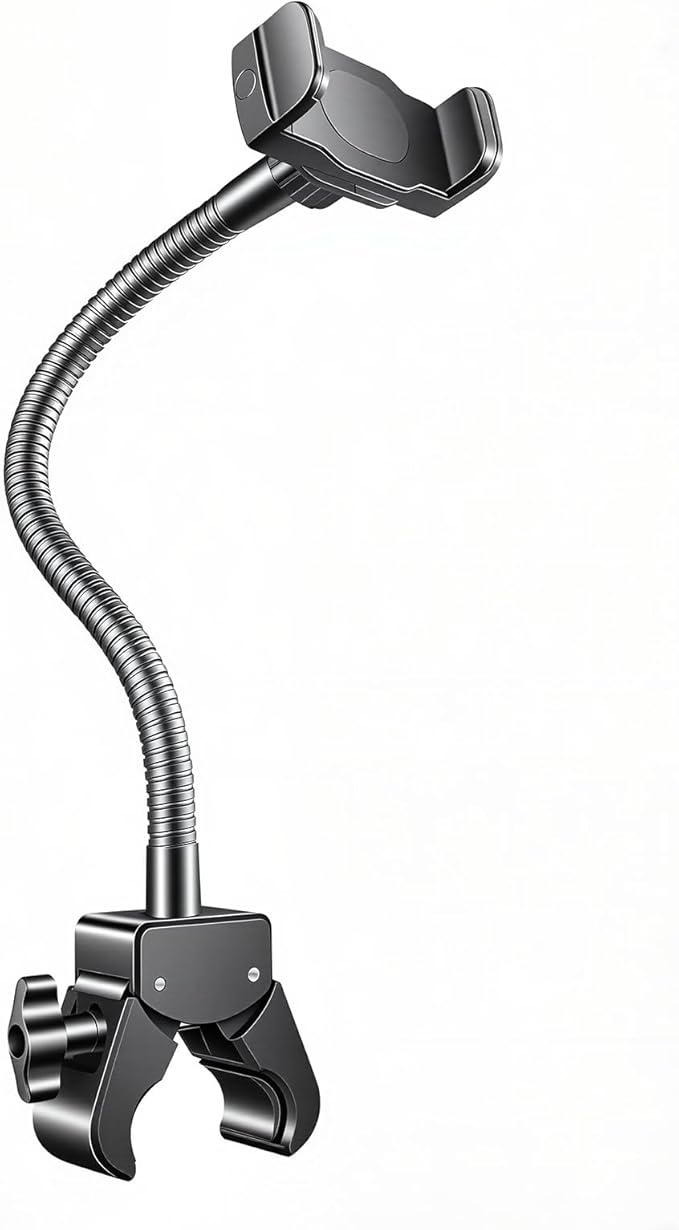 KBC1417 Phone Holder for Mic Stand, 13-Inch Gooseneck, Super Clamp | Mic Stand Phone Mount, Music Stand Phone Holder, Super Clamp Mount, 13-Inch Gooseneck, 0.47-1.8 Inch Pole Clamp by Angksorm