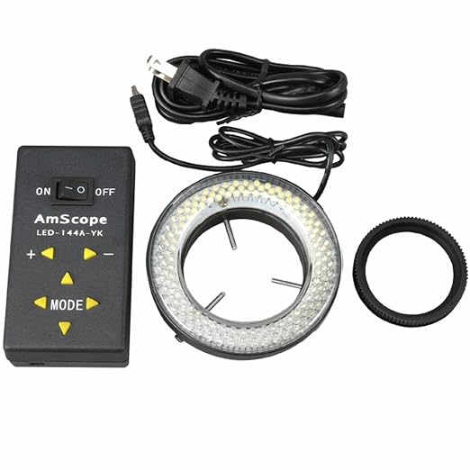 AmScope LED-144A 144-LED Lighting-Direction-Adjustable Microscope Ring | Stereo Zoom Microscope Built-In LED Illumination by AmScope
