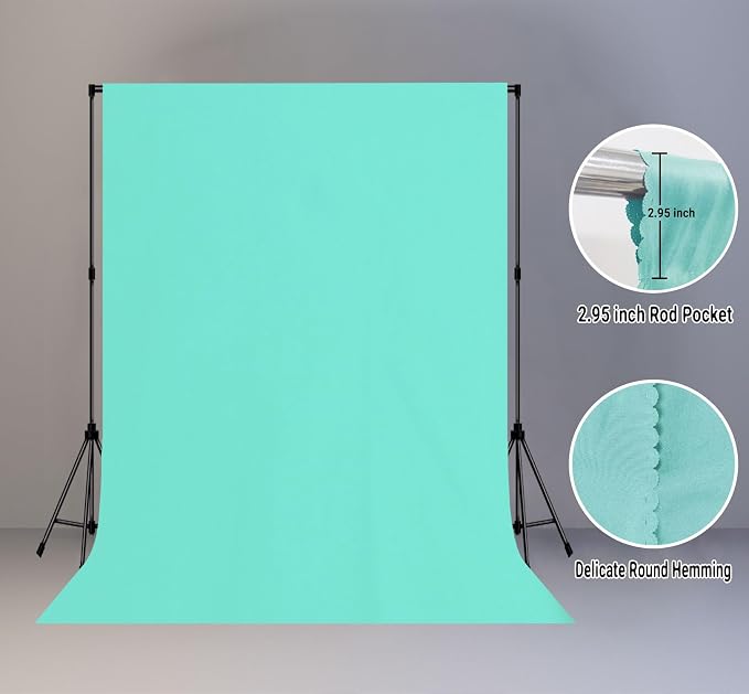 Turquoise Photography Backdrop for Photoshoot, Fabric 5x7ft | Polyester Studio Photo Backgrounds, Non Reflective, Easy to Hang, for Portrait Shoot, Product, Party Decor, Video Creation - Image 2