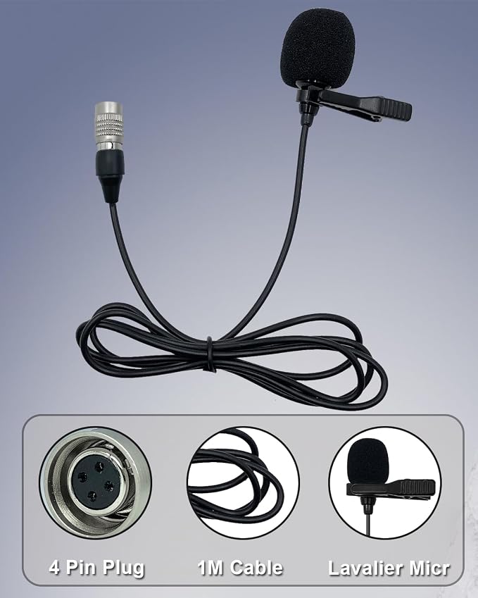 Lavalier Lapel Microphone Unidirectional Condenser Mic for Audio-Technica Wireless Bodypack Transmitter ATW-110G, ATW-T310, ATW-T701,ATW-T1000, ATW-T1001, ATW-T1000 (Hirose 4 Pin Plug) - Image 5