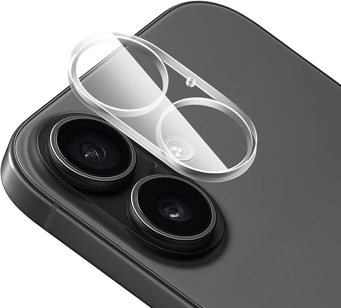 FanTEK Camera Lens Protector Compatible with iPhone 16/16 Plus, 9H Tempered Glass Camera Screen Cover, Ultra HD Clear Acrylic Full Coverage Guard, Case Friendly by FanTEK