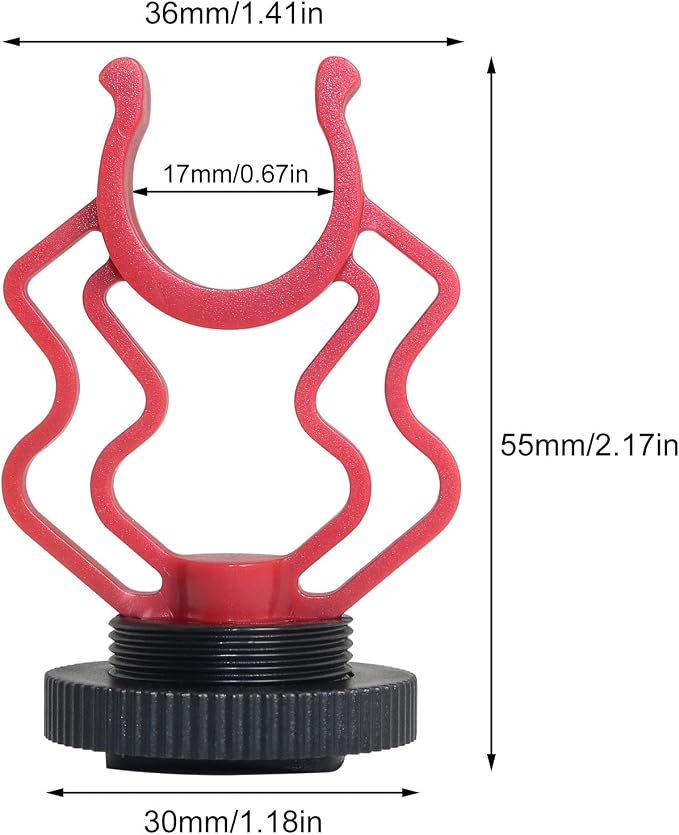 Shockmount for External Video Mic LUORNG 2PCS On Camera Microphone Shock Mount Holder Bracket with 1/4in Cold Shoe for RODE VideoMicro,MM1,VXR10,MCM-1,M80 Mini Cardioid Shotgun Microphone - Image 2