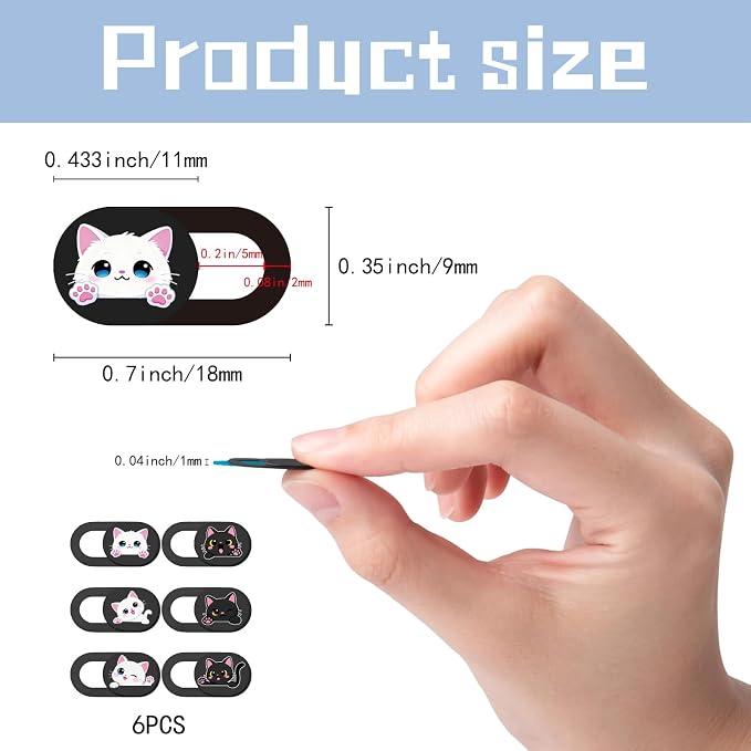 6Pcs 6 Styles Cat Camera Cover Slide Webcam Privacy Cover Cute Cats Design Ultra-Slim Camera Blocker for Laptop Desktop Computer Tablet Phone Notebook Mini PC Accessories Home Office Use - Image 2