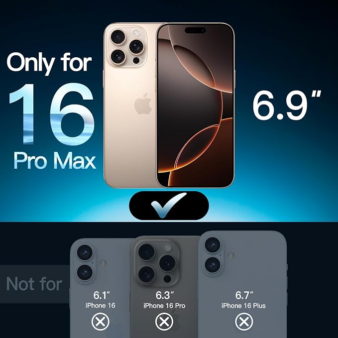 JETech Screen Protector for iPhone 16 Pro Max, 2+2 Pack | with Camera Lens Protector, HD Clear Tempered Glass, Anti-Scratch Protection, Easy Installation Tool - Image 2