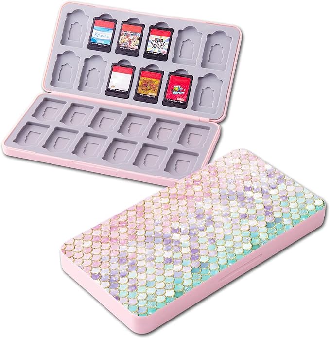 PERFECTSIGHT Switch Game Case Compatible with Nintendo OLED & Lite 24 Game Holder，Cute Switch Game Card Case Cartridge with 24 Slots Storage (Colorful Scale) by PERFECTSIGHT