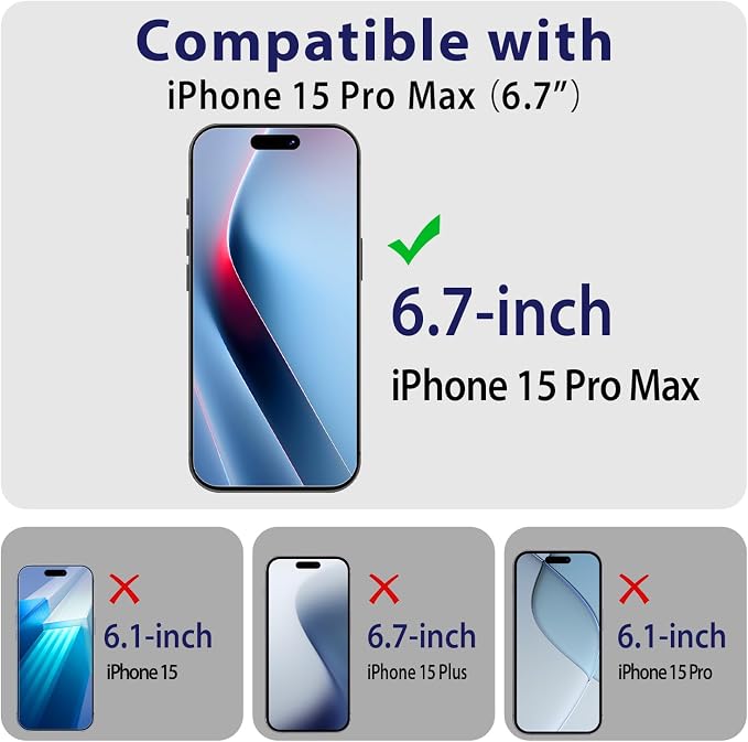 2 Pack Tempered Glass Screen Protector for iPhone 15 Pro Max | with 2 Pack Camera Lens Protector, Anti Scratch, Bubble Free, Case Friendly - Image 2
