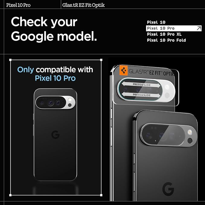 Spigen Glas.tR EZ FIT Optik Camera Lens Protector for Pixel 10 Pro | GlasTR EZ Fit Optik, 9H+ Tempered glass, Scratch resistant, Original photo quality, Auto-align tray, Case-friendly, 2Pack - Image 2