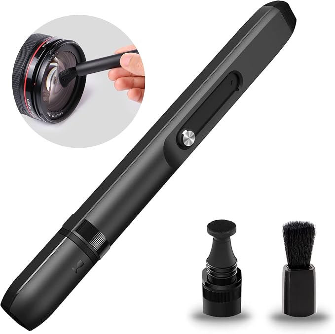 VSGO V-P01E Camera Lens Cleaning Pen with Carbon Tip and Retractable Brush | Dry, Liquid-Free Cleaning for Fingerprints and Smudges; Compact Format for Camera Bags and Travel by VSGO