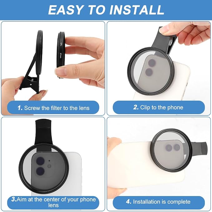 67MM Circular Universal Portable Polarizer Camera Len CPL Filter Professional Polarizing Lens for Smartphones,Camera Lens Accessories | 67mm circular polarizing filter, reduces glare and reflections, enhances color saturation for smartphone and camera - Image 6