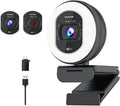 4K Webcam with Ring Light & Built-in Microphone for PC Streaming | PDAF Autofocus,Supports 1080P 60FPS, Comes with Privacy Cover, Compatible with Zoom, Skype, Google Meet, Laptop Desktop Mac by Galyimage