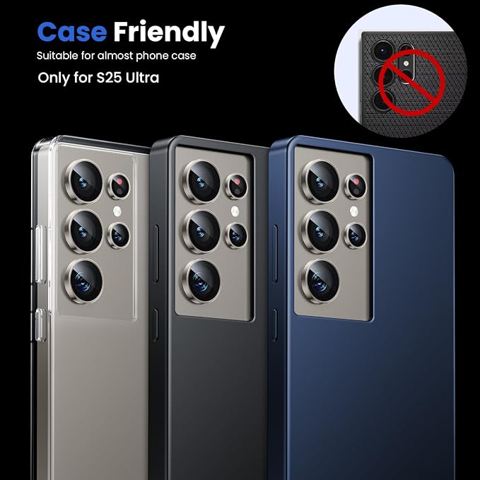 WSKEN for Samsung Galaxy S25 Ultra Camera Lens Protector - Ultra Thin | Case Friendly, 9H Shatterproof Tempered Glass, Anti Scratch Metal Circle, Camera Screen Protector Cover Accessories, Grey - Image 5
