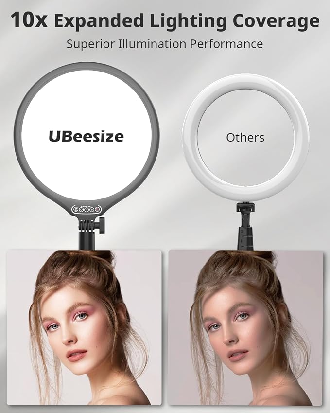 UBeesize 10.5in Laptop Ring Light with Stand and Phone Holder for Desk, Zoom Lighting for Computer, Video Recording, Streaming, Video Conference, Video Calls - Image 2