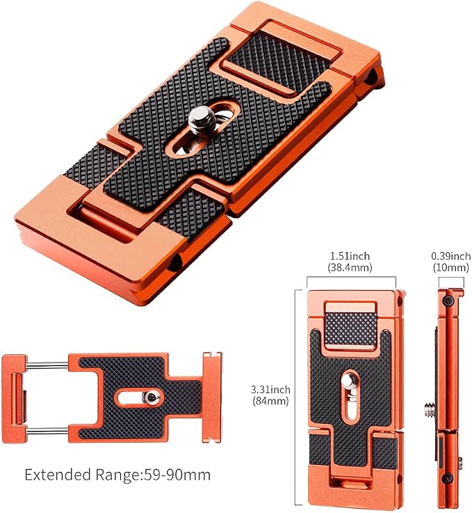K&F Concept Aluminum Quick Release Plate, Arca-Swiss for DSLR | All-Metal Construction, Anti-Slip Rubber Pads, Hard Anodized, 1/4" Screw, Lightweight 0.39" Thick, CA02 - Image 9
