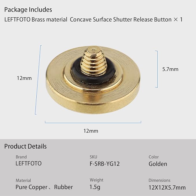 Exquisite Copper Concave Shutter Release Button for Fujifilm XE5 GFX100RF XM5 X-T5 X-T4 X-T3 X-T30 X- X-T20 X-PRO3 X100VI X100V X-E4 X-E3 for Leica Q3 M10 for Sony RX1 R etc,Diameter 0.47in - Image 7