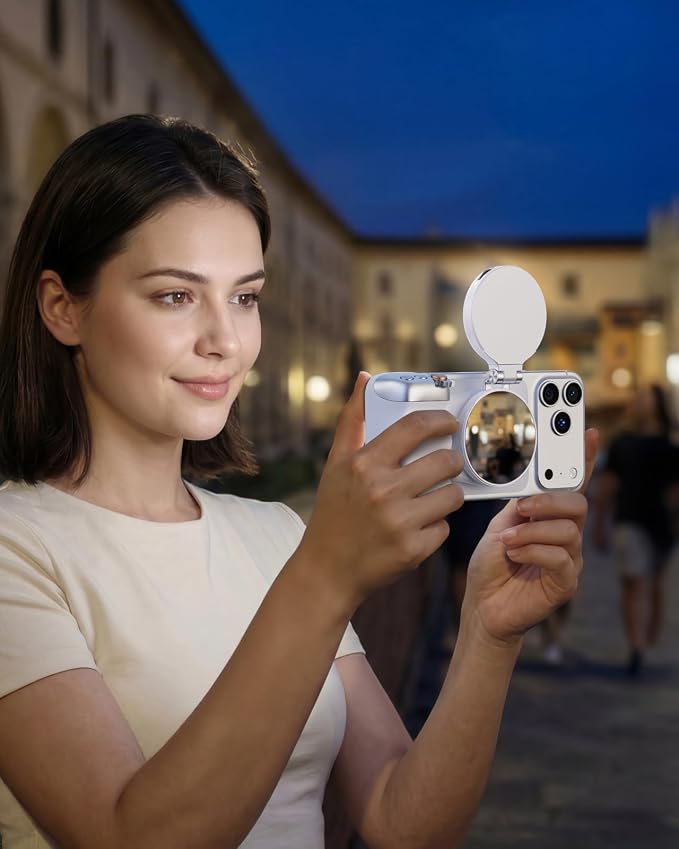 TELESIN Upgraded 4-in-1 Magnetic RGB Selfie Ring Light with Mirror & Phone Stand, Rechargeable Portable Clip On Fill Light for iPhone Samsung TikTok, Vlogging, Makeup, Photography, Streaming (White) - Image 8