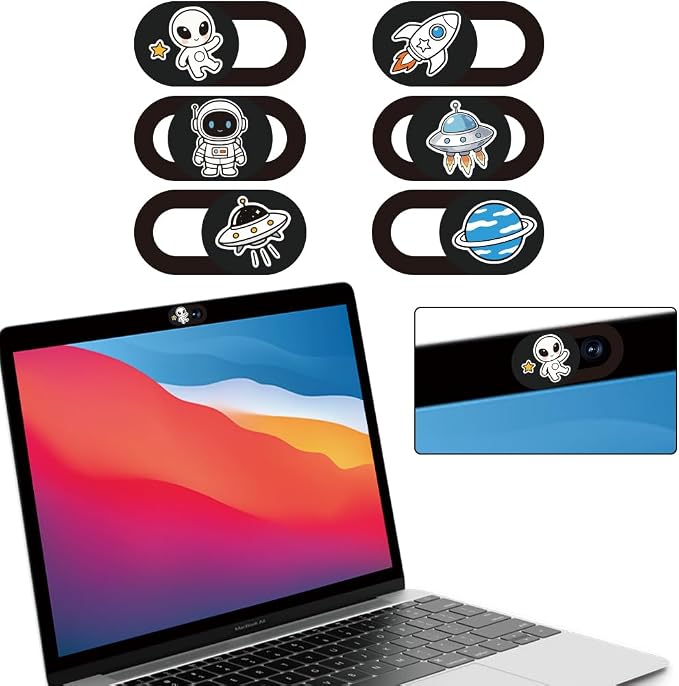 6Pcs 6 Styles Alien Spaceship Cute Laptop Camera Cover Privacy Guard Accessories, 0.04 Inch Thin Camera Privacy Blocker for Laptop Desktop Computer Tablet Notebook Mini PC Home Office Use - Image 8