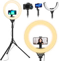 UBeesize 14'' LED Foldable Ring Light with 62'' Tripod Stand, Selfie Ring Light for Video Recording, Live Streaming, TikTok & YouTube, Compatible with iPhone & Android (Black) by UBeesize