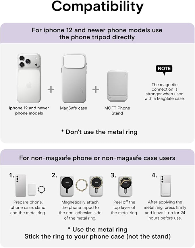 MOFT Phone Tripod Stand, Portable Selfie Stick for iPhone, Mulit-Angle | Pocket Size | Strong Magnets l MOVAS Leather | Magsafe Compatible | Easy to Charge | Stylish |For Content Creators - Image 9