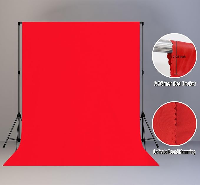 Red Photography Backdrop for Photoshoot, Fabric 8x10ft | Polyester Studio Photo Backgrounds, Non Reflective, Easy to Hang, for Portrait Shoot, Product, Party Decor, Video Creation - Image 2