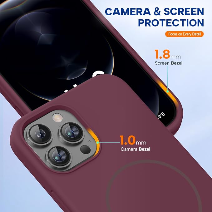 Miracase Silicone for iPhone 12 Pro Max Case, Wine Red | Soft Anti-Scratch Microfiber Lining, Premium Silicone Cover Shockproof Drop Protection Phone Case for 12 Pro Max - Image 5