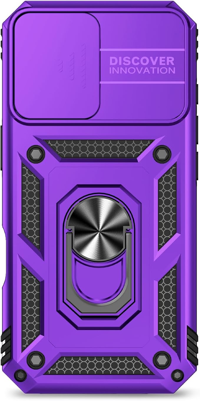 SunStory Compatible with iPhone 17 Case with HD Screen Protector & Slide Camera Cover & Rotated Ring Kickstand, [Military-Grade] iPhone Case for iPhone 17,Purple - Image 9